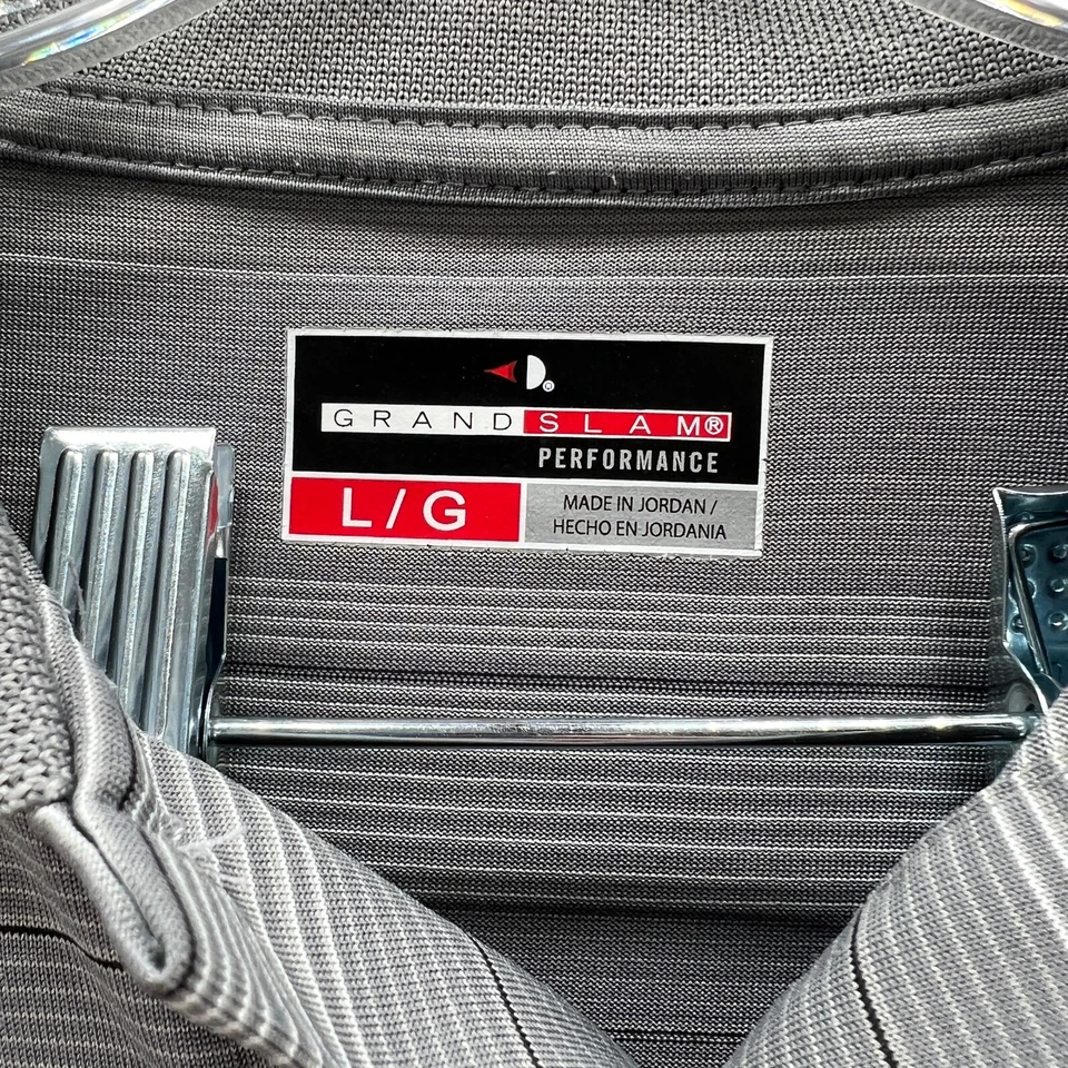 Polo de golf gris grande para hombre Grand Slam rendimiento gris manga corta atlético Foto 3 de 4