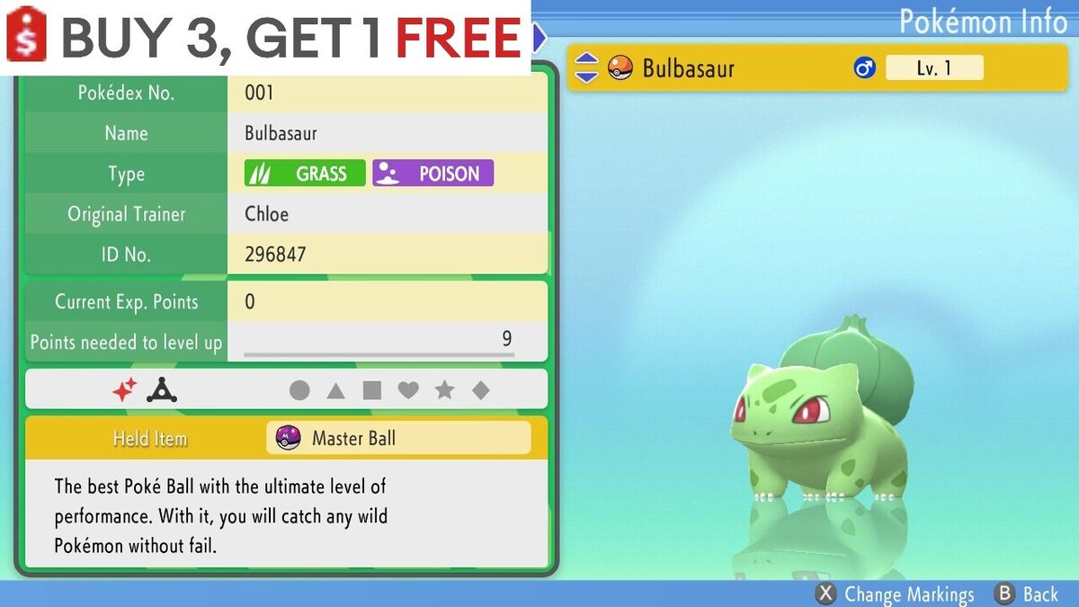 Shiny BULBASAUR 6IV / Pokemon Brilliant Diamond and Shining 