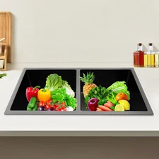 Rectangular Kitchen Sinks Stainless Steel Double Basin Double Sink 32*18*9in