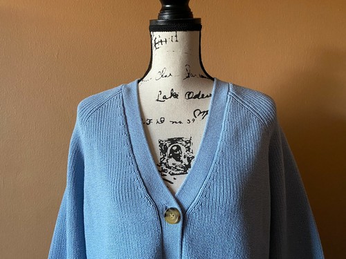NWT Whistles Blue May Button Cotton Blend Chunky Cardigan Sweater Size Medium - Picture 5 of 9