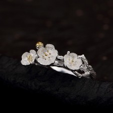 K02 Ring drei Blümchen Sterling Silber 925 Blume größenverstellbar