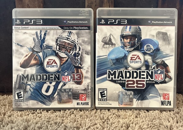 Lote Paquete Juegos de Fútbol Americano PS3 Madden NFL ~ 2013 y 2014 (25 Aniversario) PROBADO