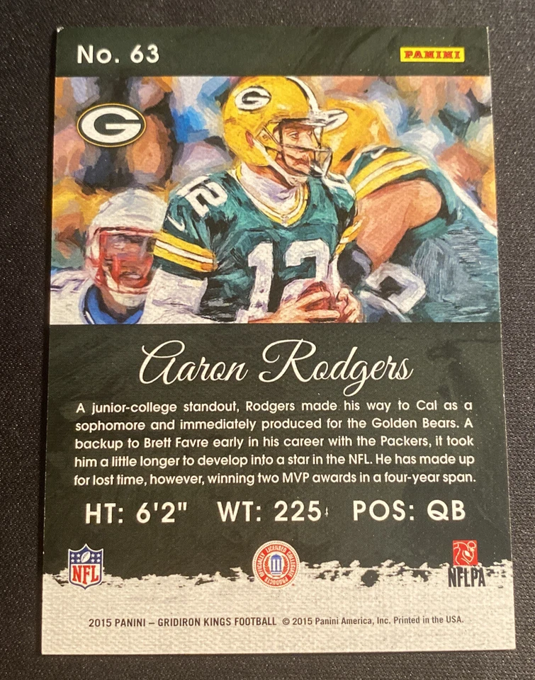 2015 Gridiron Kings #63 Aaron Rodgers College Variation - Rare - Image 2 of 2