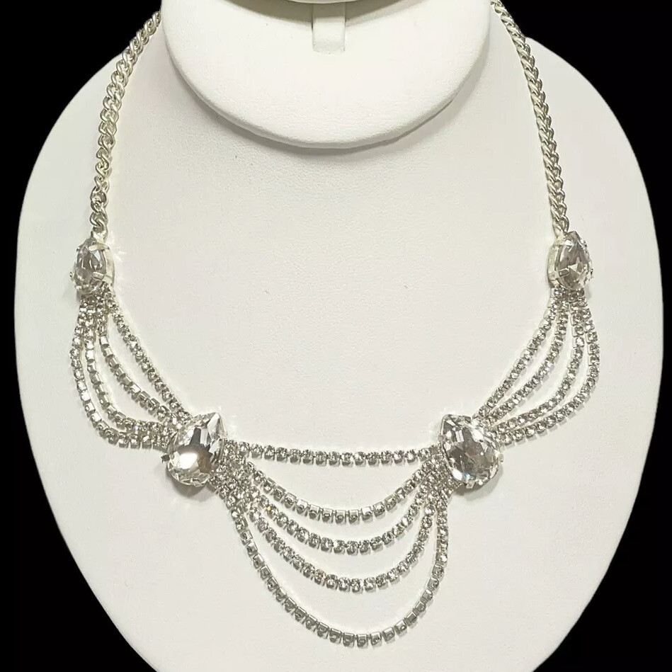 Rhinestone Festoon Choker Necklace Prom Wedding Eveni… Gem