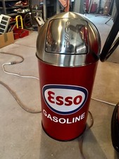 Esso Gasoline Trash Can SS Top Very Nice 29" Tall 12 Gal.