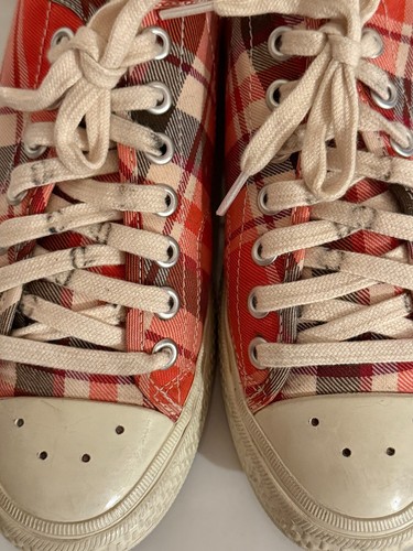 Acne Studios Red and White Plaid Sneakers, Size 7.5 US, Pre-loved, Out of Stock - Picture 2 of 9