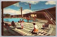 Postcard Las Vegas NV Nevada The Sands Hotel Paradise Pool Man on Diving Board
