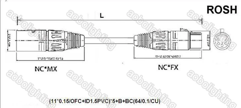 5 Pins XLR Male to 5 Pins XLR Female DMX Stage Light Cables moving head DJ Disco - Image 2 of 3