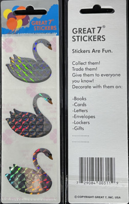 12 packages of Prismatic Swan Stickers, ''Great 7'' Sticker Designs, PPZ2105