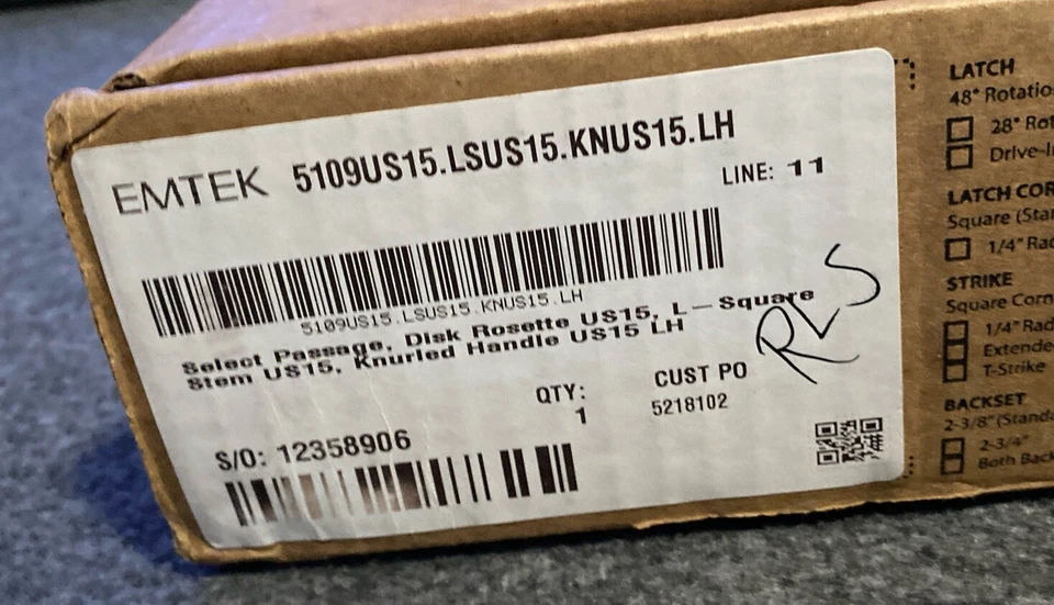 Disco de paso Emtek moleteado L-cuadrado para zurdos rosa 5109US15.LSUS15.KNUS15.LH Foto 2 de 4