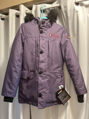 FXR Svalbard Parka Size 2 Women's Snow Jacket Mid Grey Heather and Plum USA