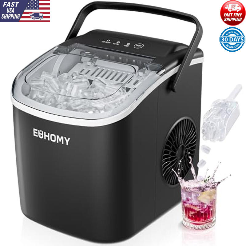 Portable Ice Maker W/ Handle 26lbs in 24Hrs 9 Cubes in 6 Mins Home/Camping/RV US-image