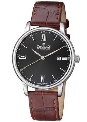 Charmex Men's CX-3021 Amalfi Swiss Stainless Steel Watch With Brown Leather