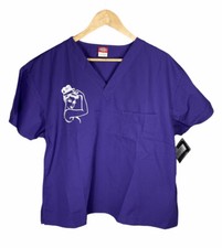 NEW Dickies Purple Scrub Top 10106 Tough Nurse Logo Size M Free US Shipping