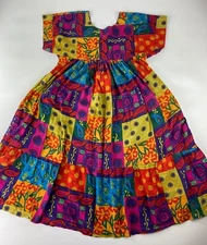 VINTAGE Go Softly Paisley Floral Cotton Patio Dress SZ S Boho Comfort Pockets