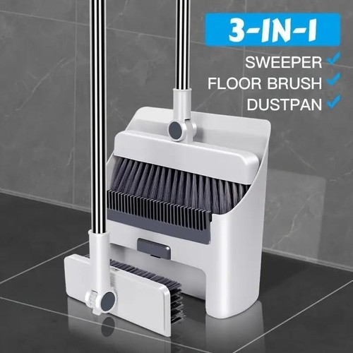 3-In-1 Broom And Dustpan Set 180 Degree Rotatable Broom Dustpan Combo Gary
