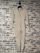 NEW Very Nice Classic Style One Piece Jumpsuit Zip Front - Beige Size MEDIUM