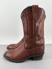 Kid's Vintage Red Leather Cowboy Boots 23286 TEXAS Made In USA Size 5 D