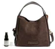 American Leather Co. Auburn 2.0 Triple Entry Crossbody Satchel Brown Suede NWT