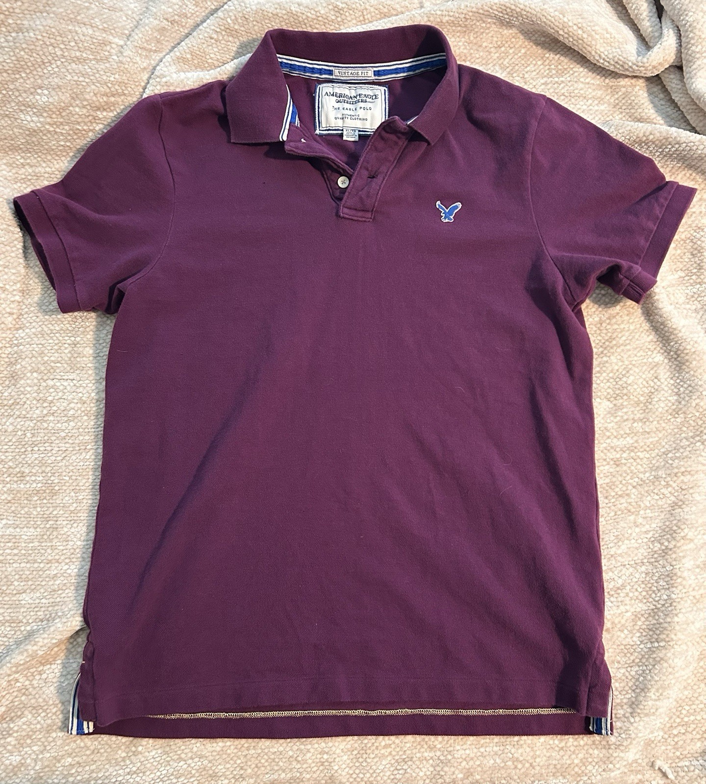 American Eagle Polo Shirt Mens XL Burgundy The Eagle Polo Vintage Fit Eagle Logo