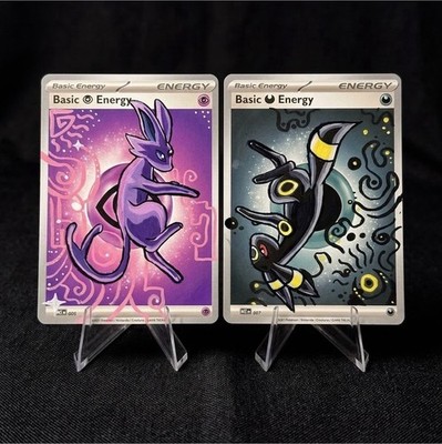 Pokemon TCG Espeon Umbreon Holo Custom Hand Painted Altered Art Cards Set
