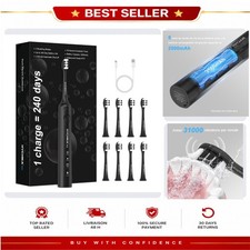 Brosse à dents électrique adulte 240 jours, 8 têtes, rechargeable, 3 modes,