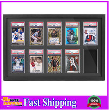 Graded Trading Card Display Case 10 PSA Slabs Sport Football Baseball Wood Frame