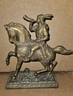 Decorative Brass Figurine Indian on Horse Brass Figurine Indians Horse Native — photo 1