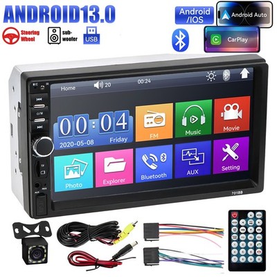 7'' Car Stereo Double 2Din Touch Screen Radio Apple CarPlay USB Bluetooth+CAM