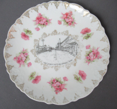 Antique Souvenir Decorative Plate First Street May 24 1906 Sprague Wash 1 d6 tb