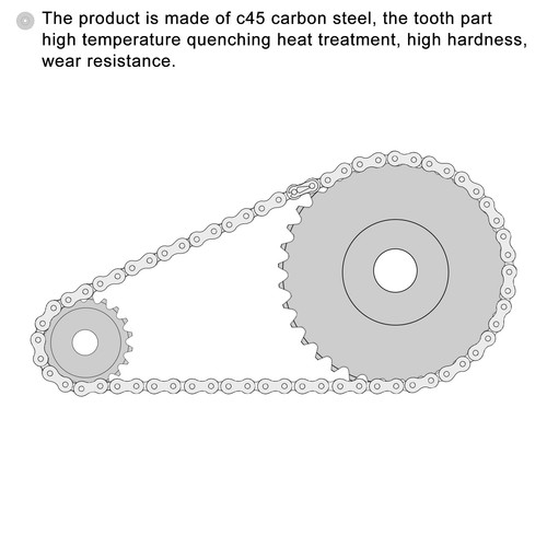 #25 Chain Roller Sprocket 10mm Bore 1/4" Pitch 14 Tooth Type B Sprocket 2Pcs - Afbeelding 5 van 6