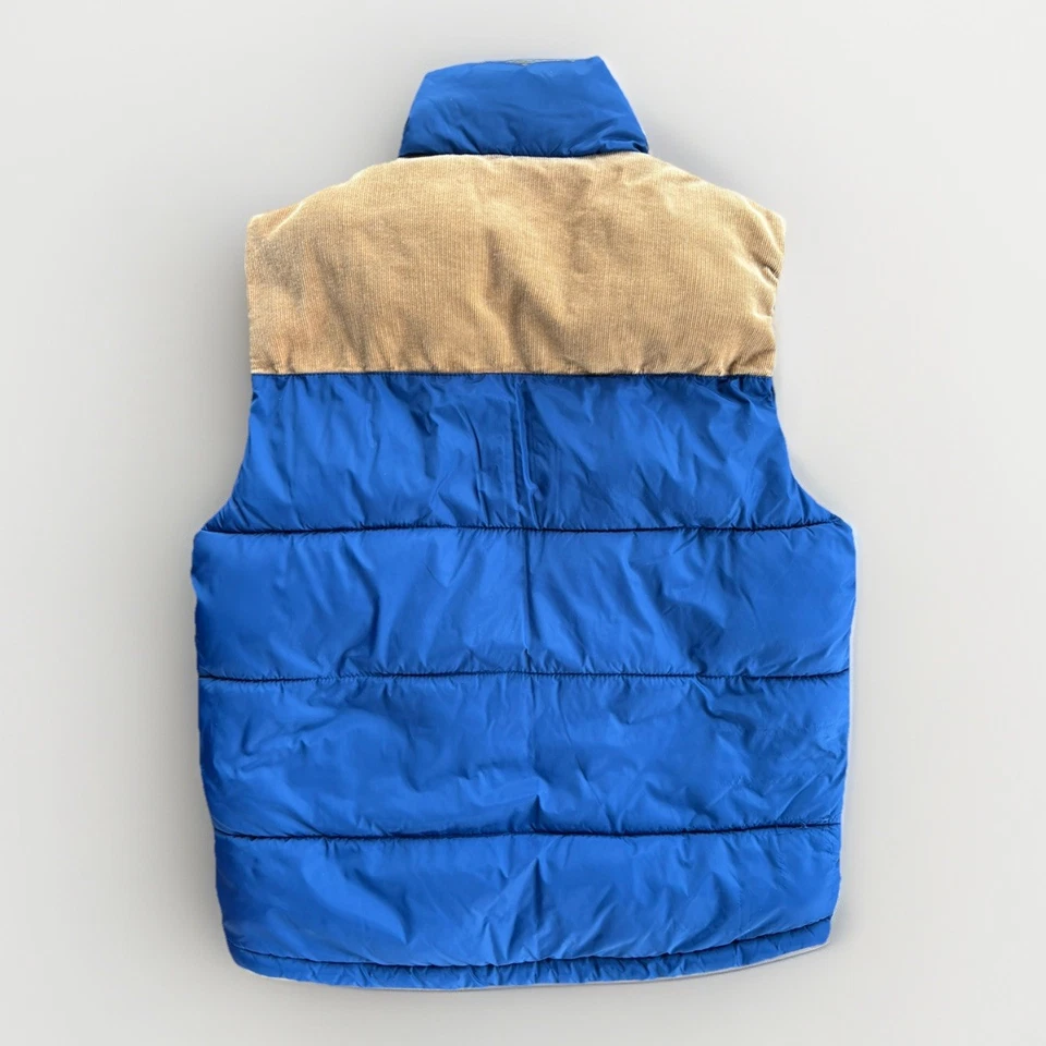 Ruff Hewn Blue Corduroy Trim Puffer Vest Men’s Small Retro Western Cowboy Core - Image 2 of 4