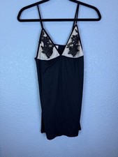 Flora Nikrooz Chemise Womens Small Black Nude Lace Mesh Cups Slip Lingerie