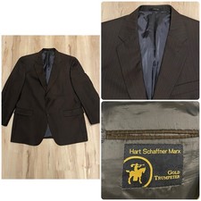 Hart Schaffner Marx Gold Trumpeter Blazer 44R Brown Pinstripe USA Union Made