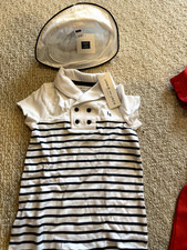 Janie and Jack striped one piece  bucket hat- size 12-18 months- new with tags
