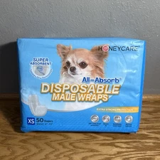 HONEY CARE All-Absorb A27 Male Dog Wrap, 50 Count (Pack of 1), Blue and White 