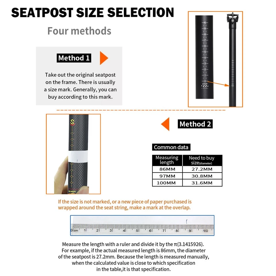 Tija de sillín de bicicleta de fibra de carbono 3K tubo de tija de sillín de bicicleta de carretera de carreras 27,2 x 400 mm Foto 4 de 4