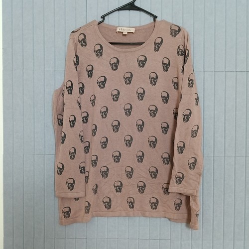 Philosophy Skull Print Sweater Womens 0X Pink Cashmere Blend Pullover Excellent