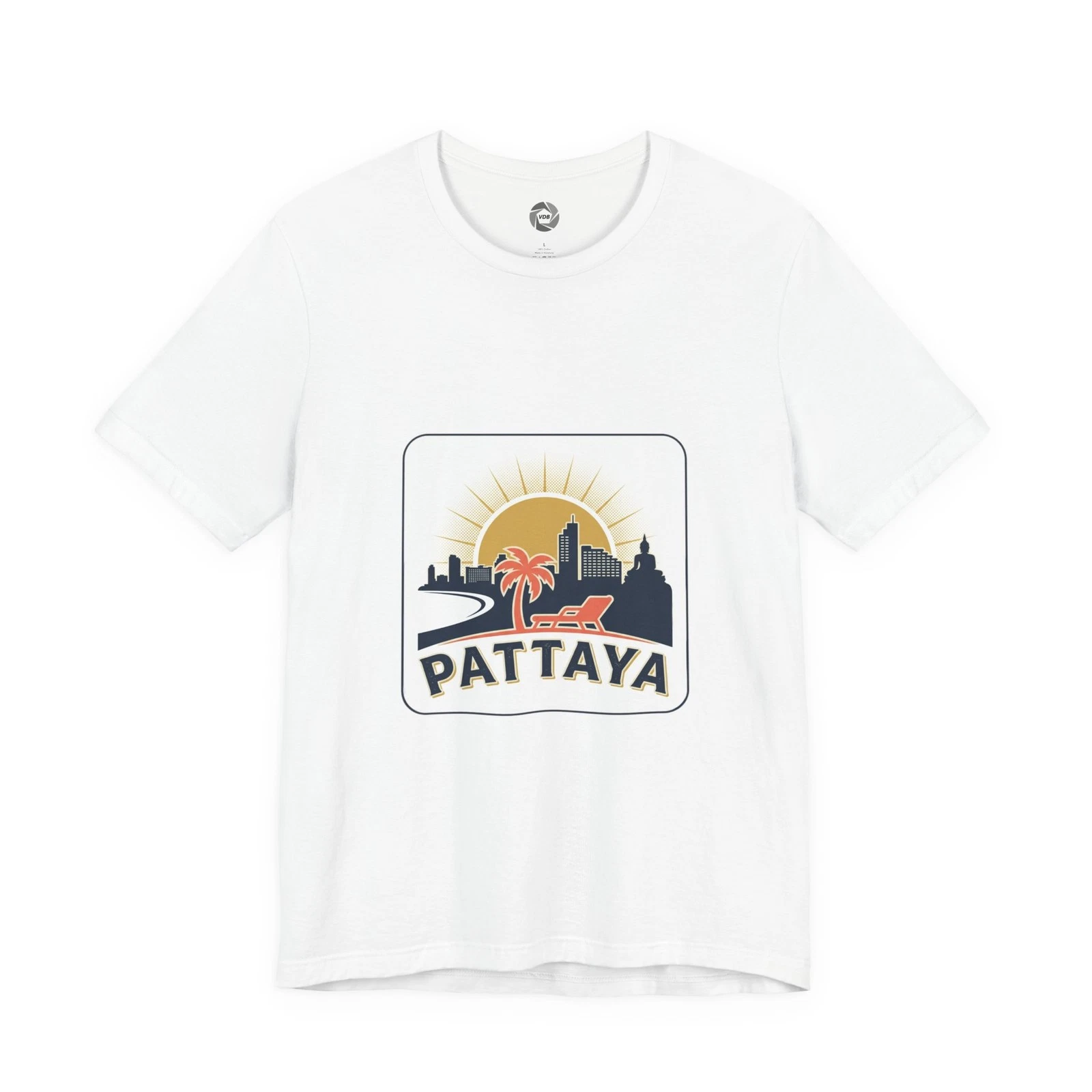 Pattaya Sunset Beach Scene T-Shirt | Tropical Skyline Palm Graphic
