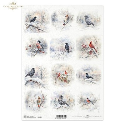 Crow & Winter Birds | A4 Rice Paper | Paper for Decoupage | ITD Collection
