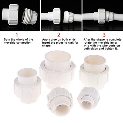 1Pc 20-50MM Double Female Thread PVC Union Connector Fish Tank Detachable Joint
