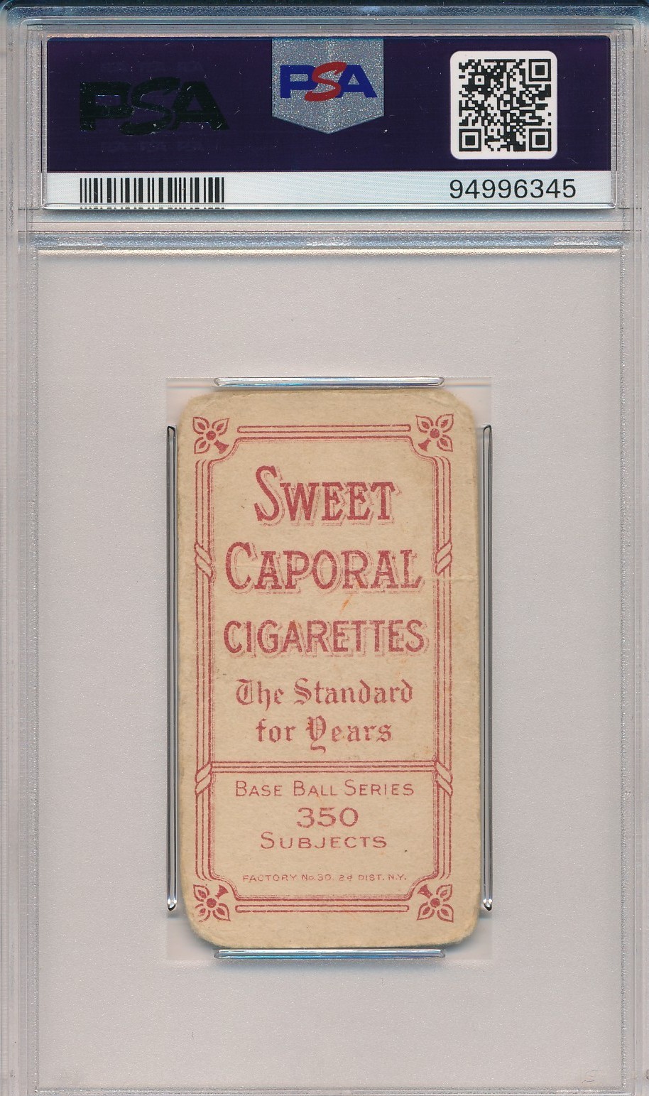 1910 T206 SWEET CAPORAL - CLAUDE RITCHEY - PSA A (SVSC) FRESHLY GRADED!