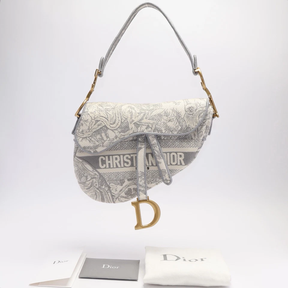 Bolso de mano Christian Dior Saddle logotipo bordado lona oblicua mediano Foto 4 de 4