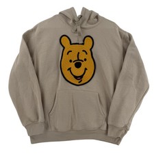 Disney Hoodie Large Beige Pullover Winnie The Pooh Sweatshirt Embroidered