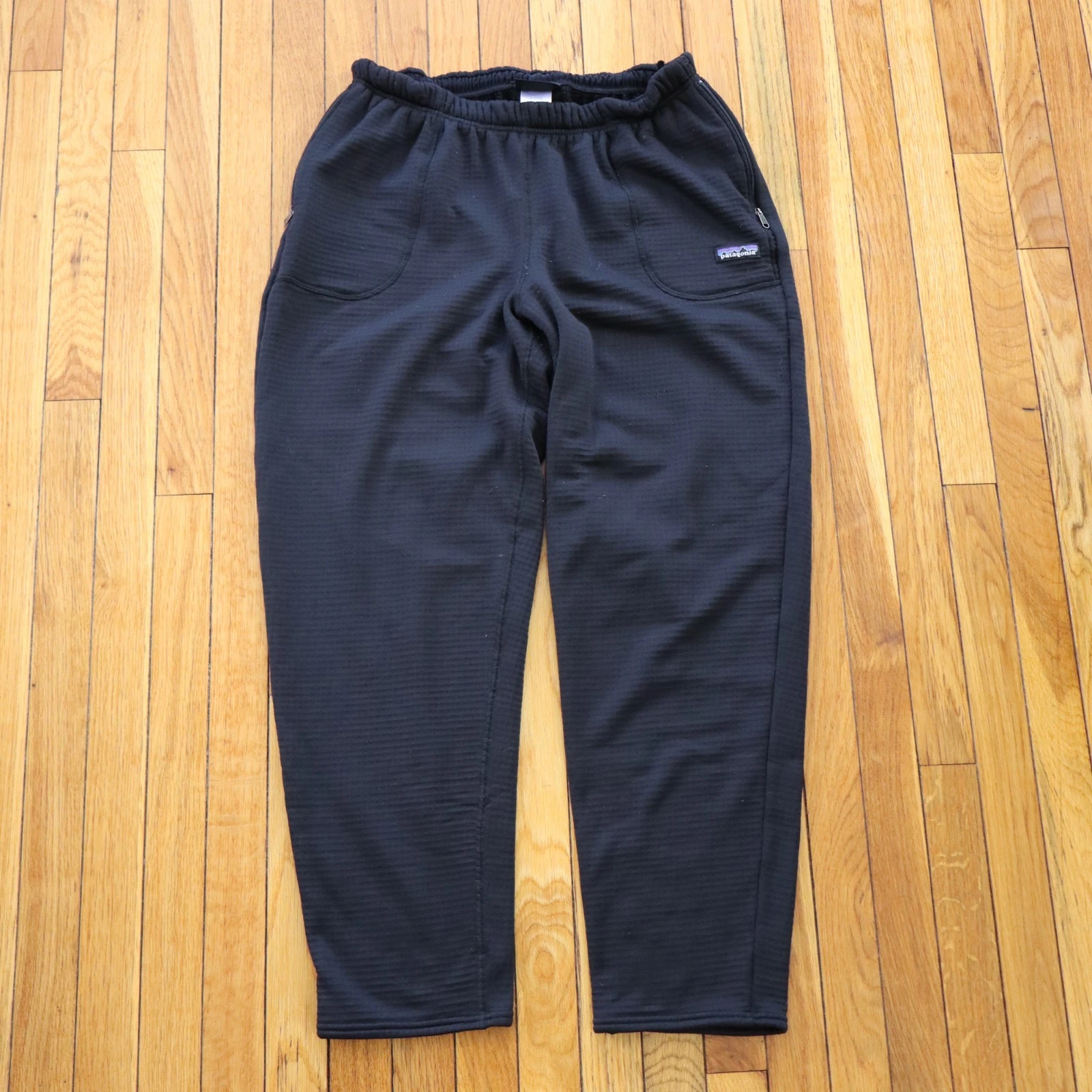 Patagonia Fleece R1 Pants Mens XL 34 36 38 Black Polartec Grid Alpine USA Winter