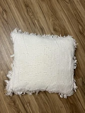 DKNY Decorative Pillow Womens Large Fringe Textured Boho Chic Throw India