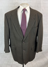 Hart Schaffner Marx Men's Brown Glen Plaid Wool Blazer 46R Sport Coat Vintage
