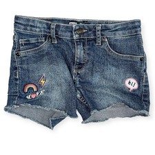 Levis Girls Shorty Shorts Cute y2k Patch Work Preppy Hippie Cut Offs Size 10 Reg