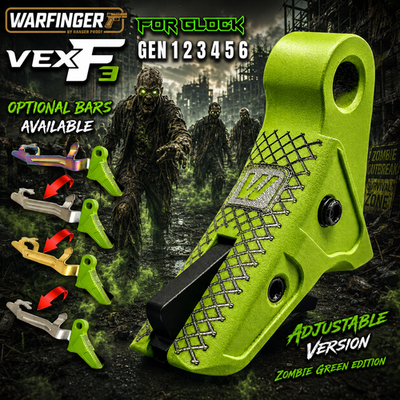 WARFINGER W/ Johnny GLOCK VEX F3 ADJUSTABLE ZOMBIE TRIGGER 17 19