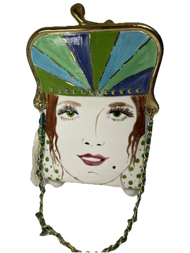 Pottery Purse Vase-Fine Art Pottery-Glamour Girl-Vegas-kitschy-Eclectic-groovy